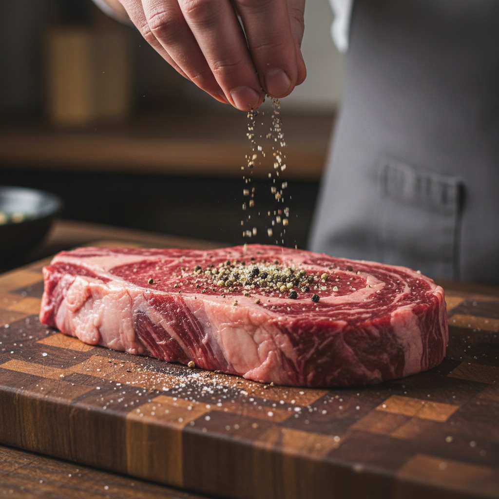 carne sendo temperada para air fryer com gosto de churrasco