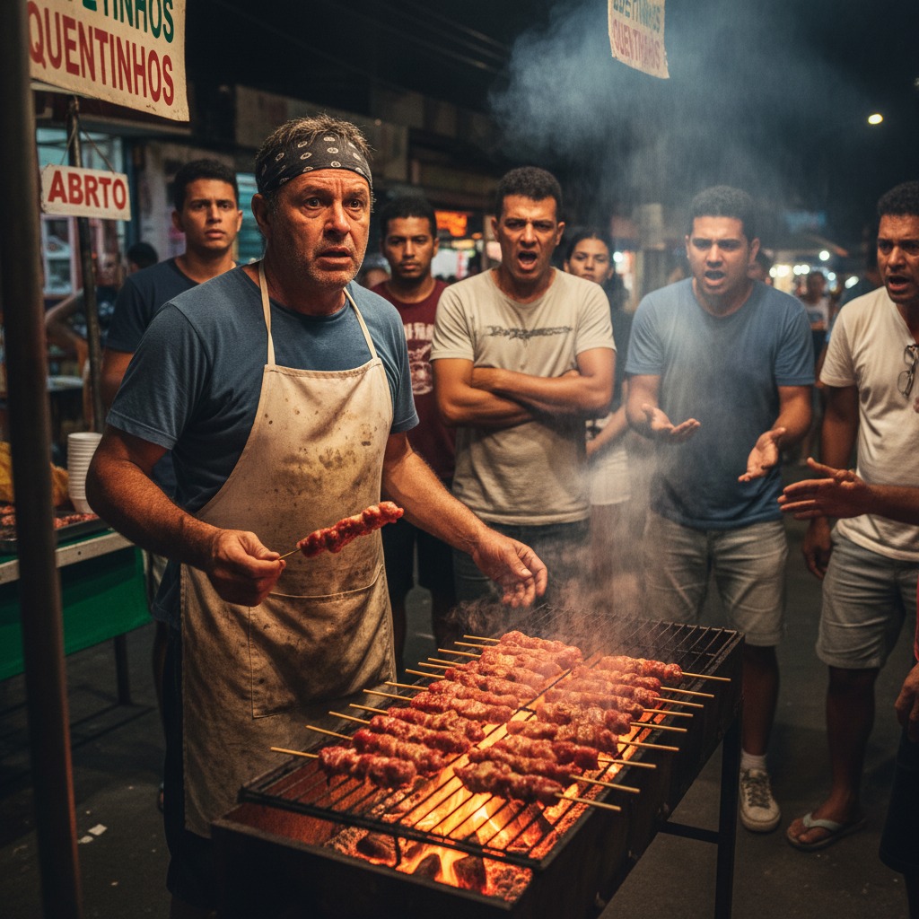 vender espetinho com muitos pedidos e poucos espetos prontos na churrasqueira
