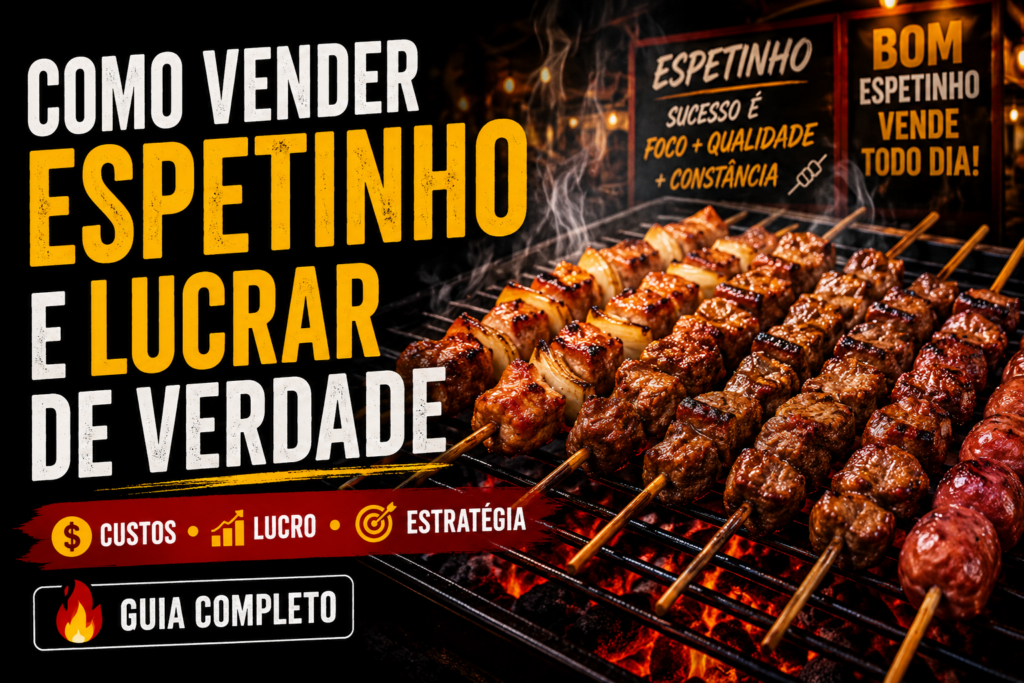 Espetinhos assando na brasa com dicas para vender espetinho e lucrar