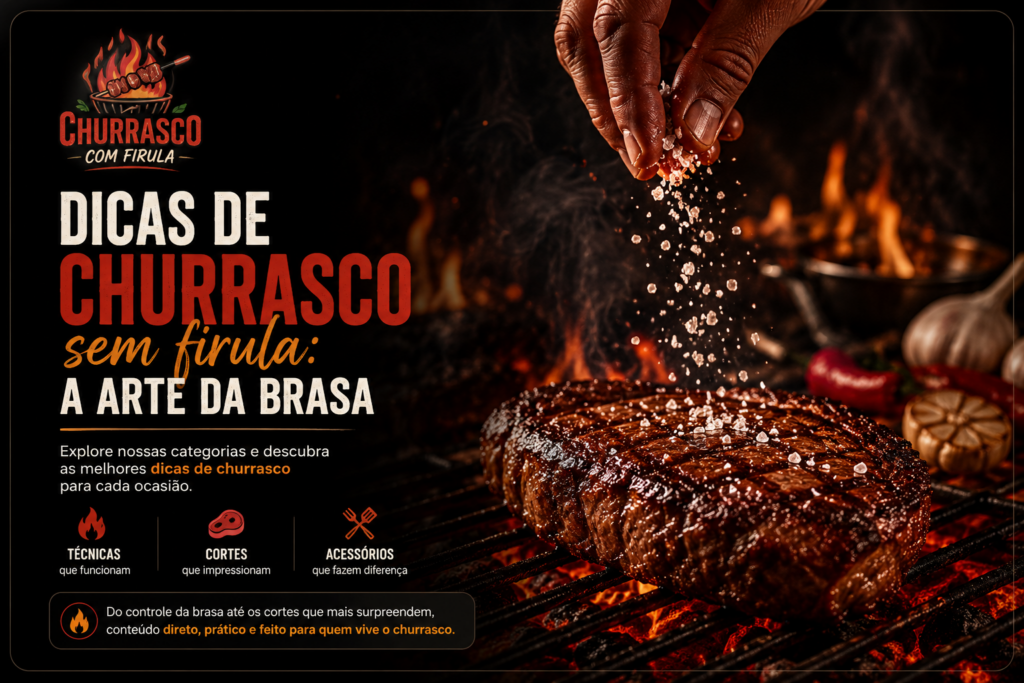 Carne assando na brasa com sal grosso e dicas
