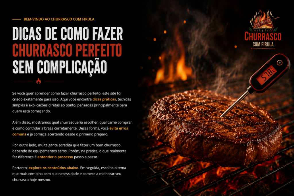 Carne assando na churrasqueira com dicas de como fazer churrasco perfeito